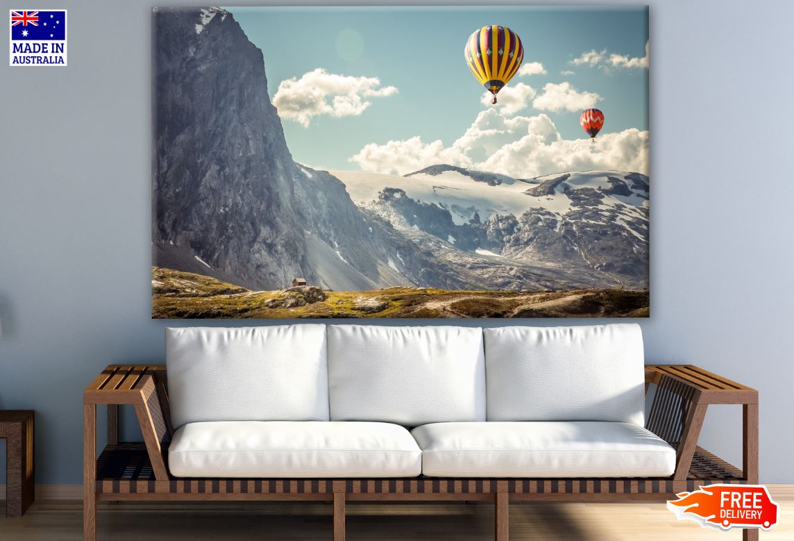 Mountain View with Hot Air Baloons Photograph Print 100% Australian Made