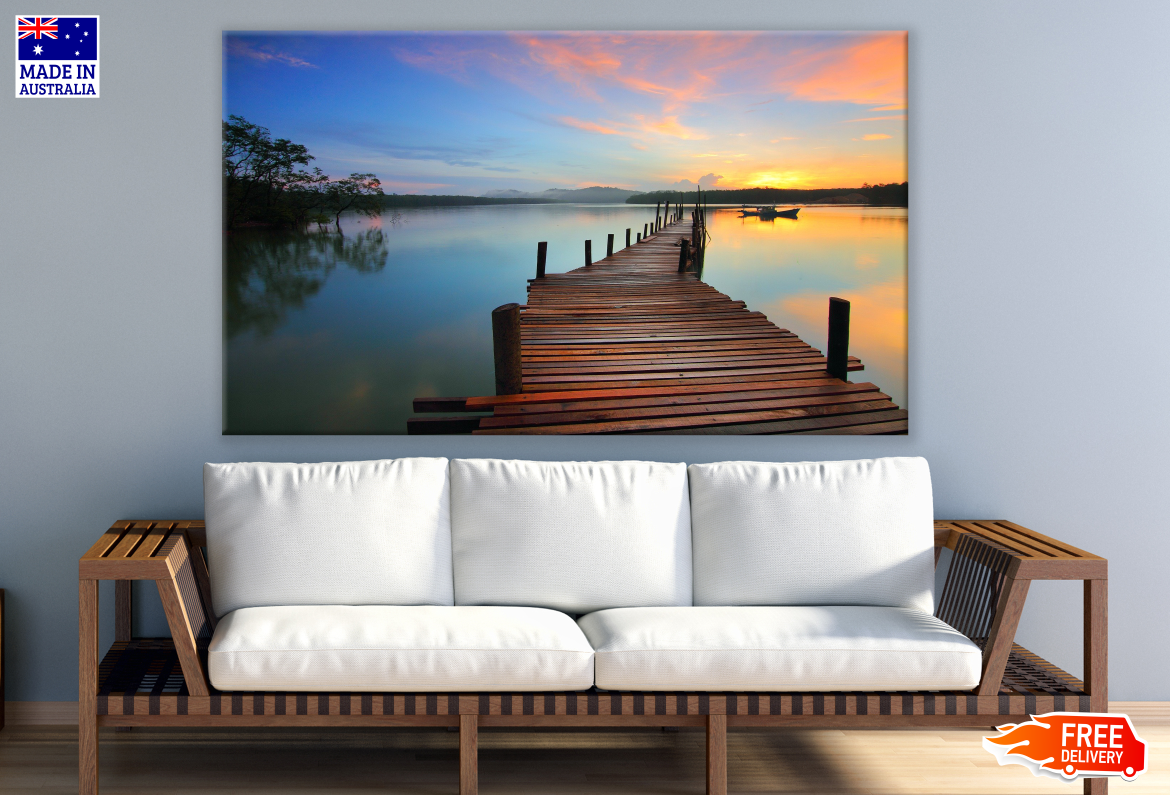 Wooden Pier Sunset Beach View Photograph Print 100% Australian Made