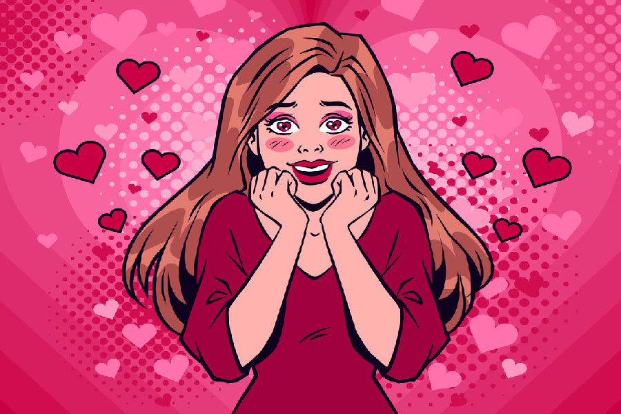 Girl In Love Hearts Illustration Print 100% Australian Made