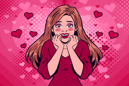 Girl In Love Hearts Illustration Print 100% Australian Made