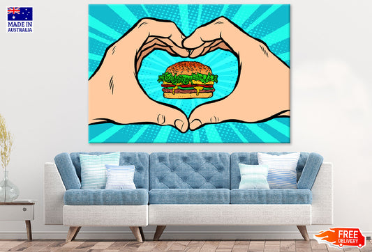 Heart Shaped Hands & Burger Print 100% Australian Made