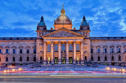 Federal Administrative Court in Leipzig, Germany Night View Print 100% Australian Made