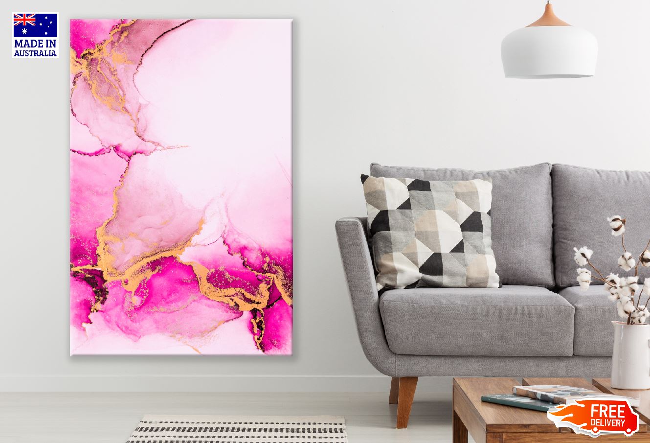 Gold Pink & Black Abstract Design Print 100% Australian Made