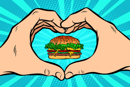Heart Shaped Hands & Burger Print 100% Australian Made