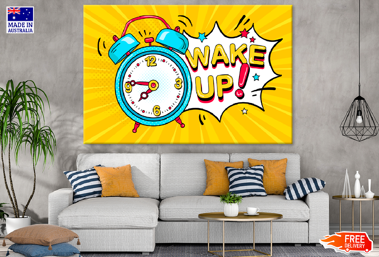 Wake Up Quote & Clock Illustration Print 100% Australian Made