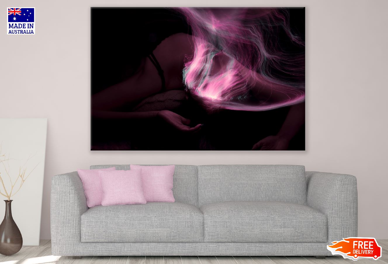 Pink Digtal Lines Abstract Design Print 100% Australian Made