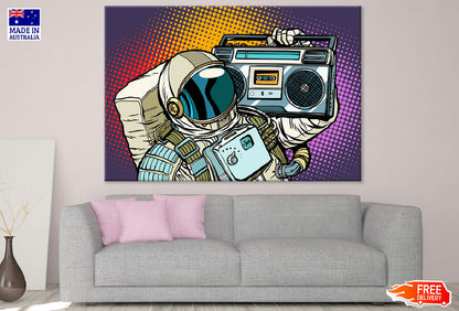 Astronaut Holding A Radio Illustration Print 100% Australian Made