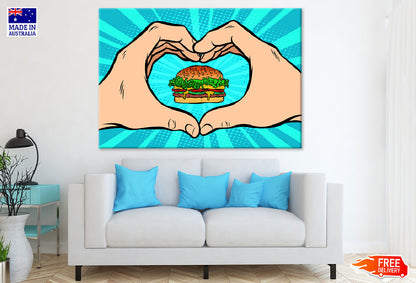 Heart Shaped Hands & Burger Print 100% Australian Made