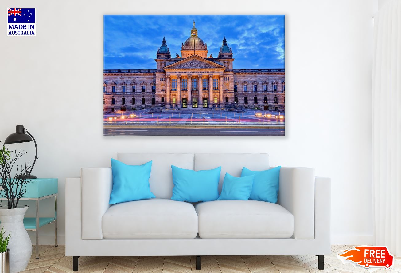 Federal Administrative Court in Leipzig, Germany Night View Print 100% Australian Made