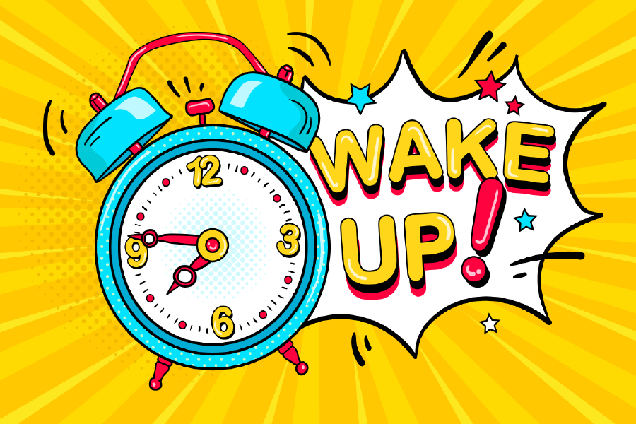 Wake Up Quote & Clock Illustration Print 100% Australian Made