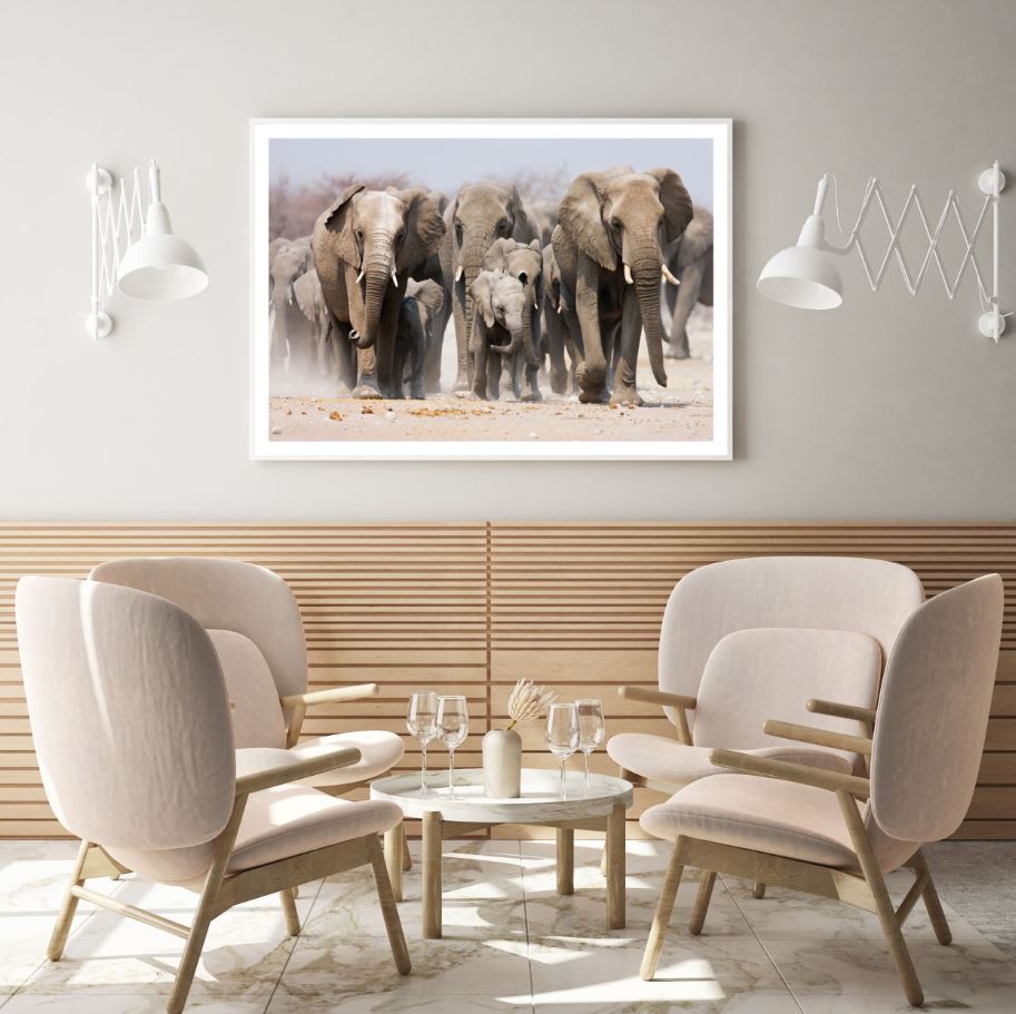 Elephant Pack Walking Photograph Home Decor Premium Quality Poster Print Choose Your Sizes
