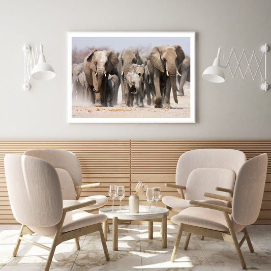 Elephant Pack Walking Photograph Home Decor Premium Quality Poster Print Choose Your Sizes