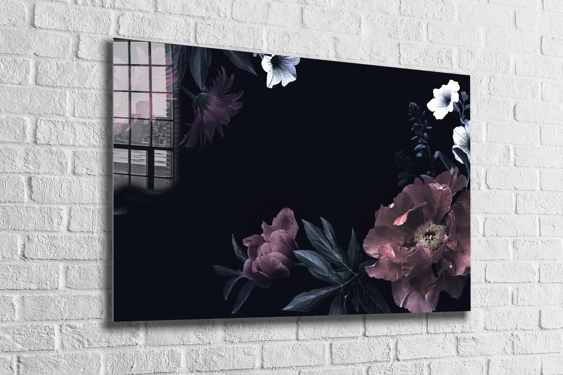 Flowers Leaves Painting Print Tempered Glass Wall Art 100% Made in Australia Ready to Hang