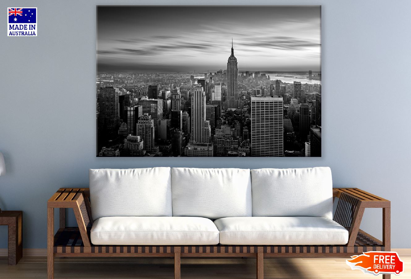 New York City with Skyscrapers B&W Photograph Print 100% Australian Made