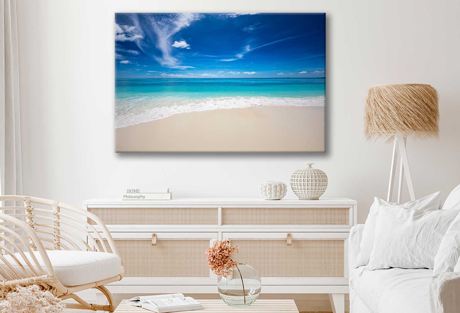 Bella Home Beautiful Beach & Blue Sky Print Canvas Ready to hang