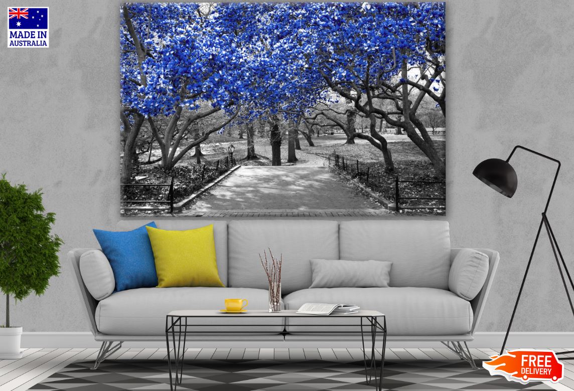 Blue Leaves with B&W Tree Photograph Print 100% Australian Made