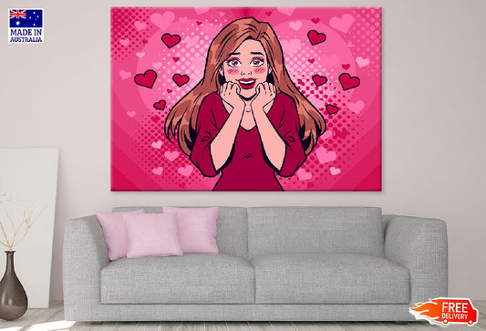 Girl In Love Hearts Illustration Print 100% Australian Made