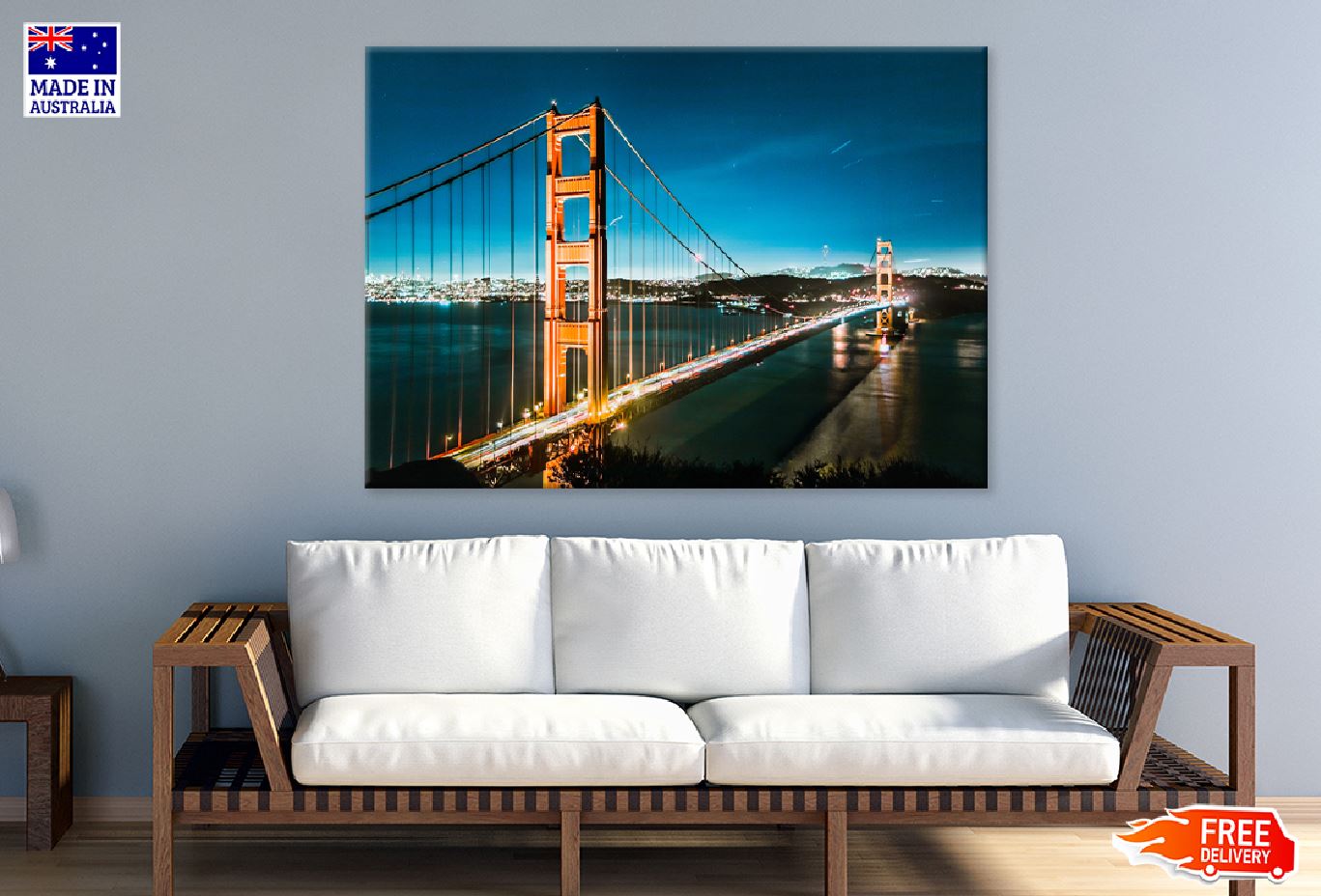 Golden Gate Bridge at Night View Photograph Print 100% Australian Made