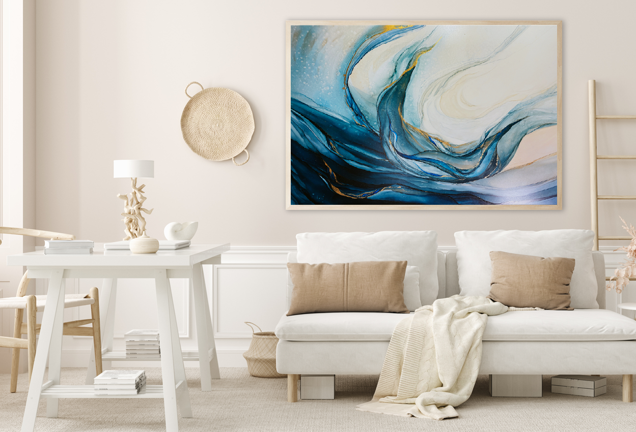 White & Blue Abstract Design Home Decor Premium Quality Poster Print Choose Your Sizes