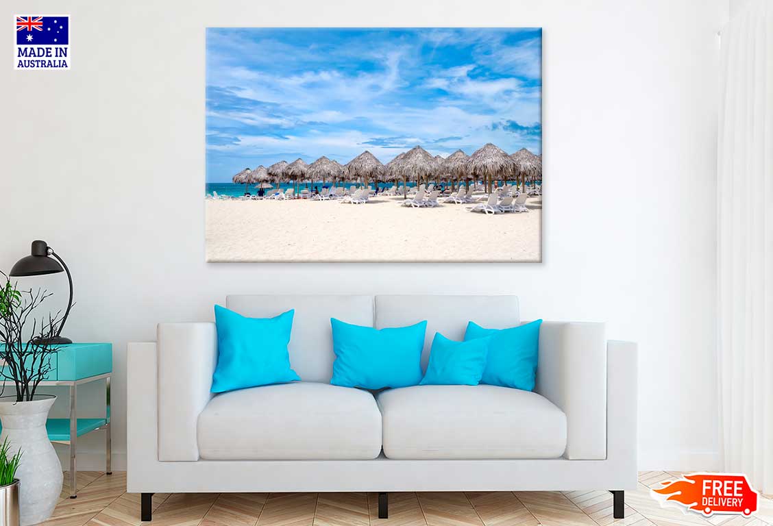 Beach Huts near Sandy Beach View Photograph Print 100% Australian Made