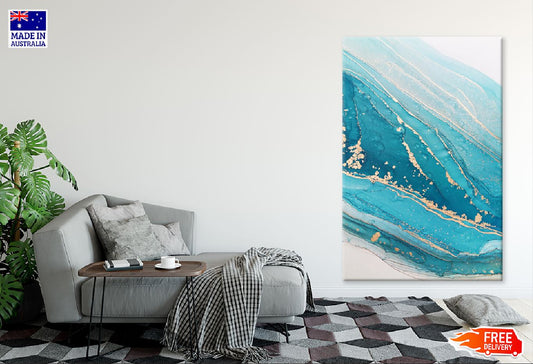 Blue & Gold Lines Abstract Design Print 100% Australian Made