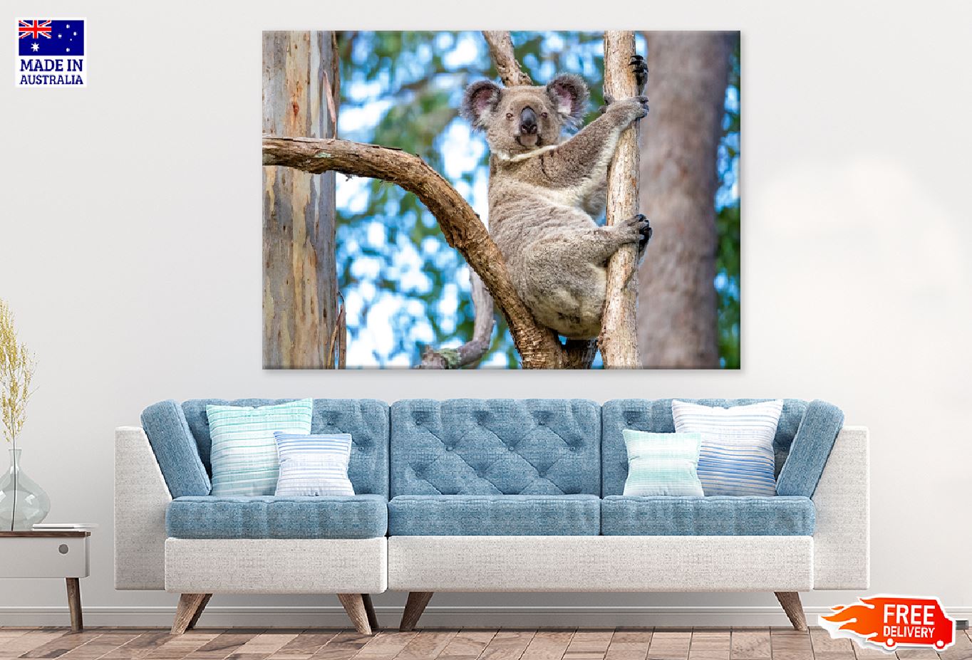 Koala Bear on Tree Branch View Photograph Print 100% Australian Made