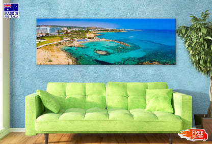 Panoramic Canvas Pratoras City & Sea View Photograph High Quality 100% Australian Made Wall Canvas Print Ready to Hang