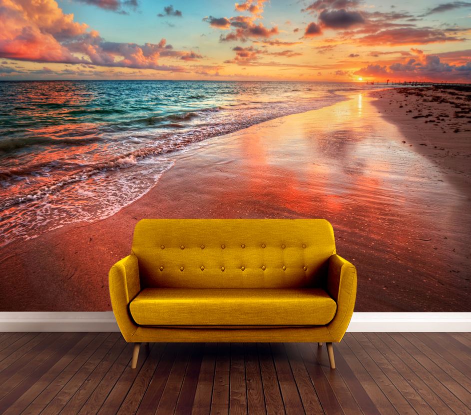 Wallpaper Murals Peel and Stick Removable Stunning Beach Sunset Scenery High Quality