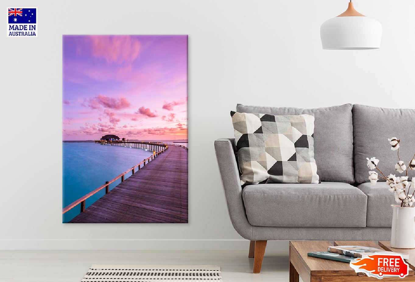 Villas Seascape with Soft Lights View Photograph Print 100% Australian Made