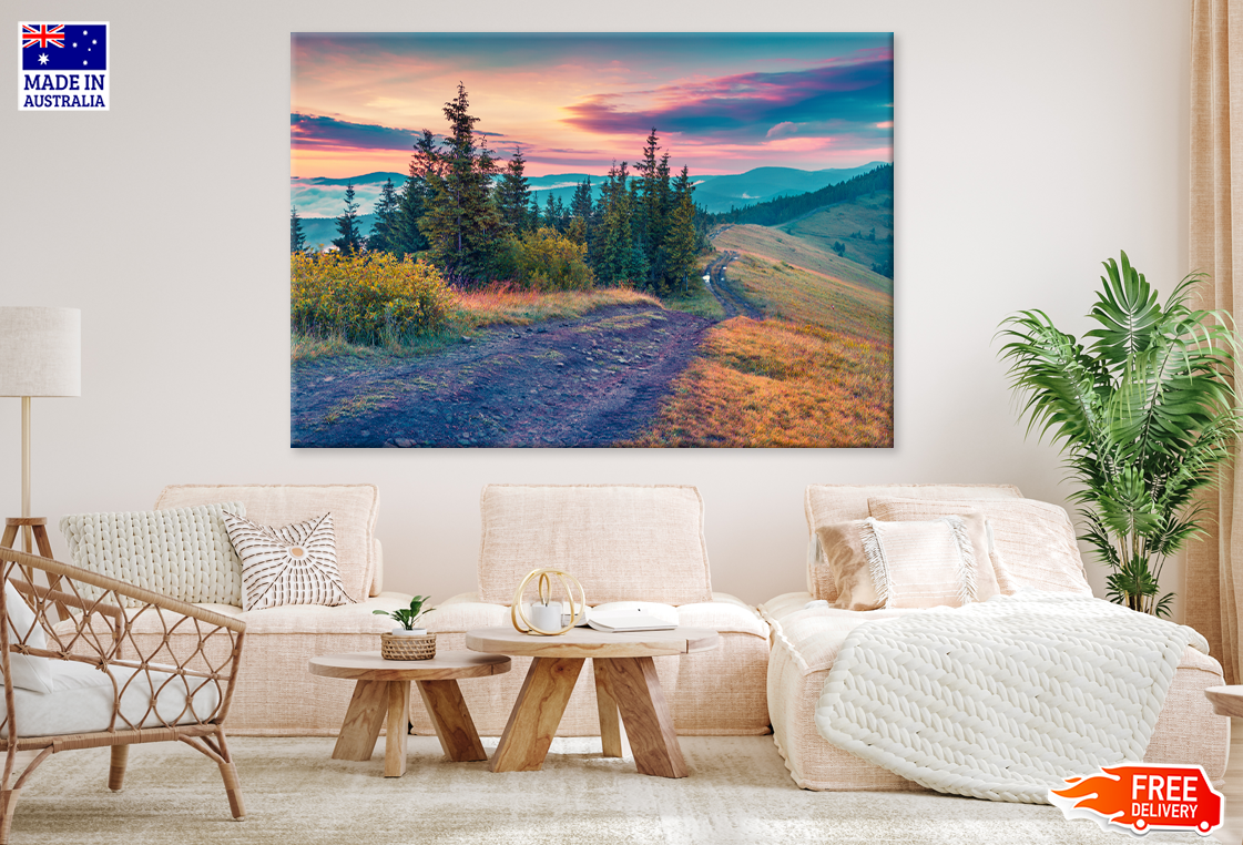 Mountain & Trees Sunset Sky View Print 100% Australian Made