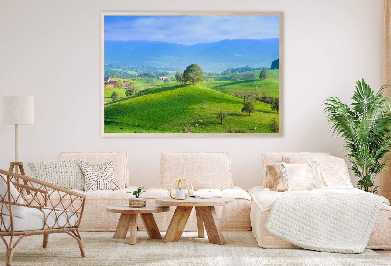 Tree on Green Grass Hill Aerial Photograph Home Decor Premium Quality Poster Print Choose Your Sizes