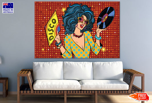 Disco Lady With Cd Illustration Print 100% Australian Made