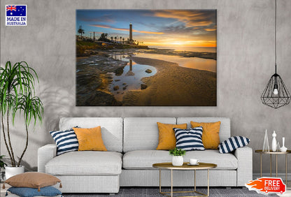 Seascape with Lighthouse Sunset Photograph Print 100% Australian Made