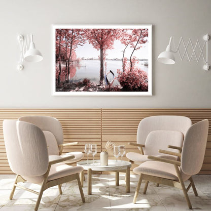 Boat on Lake Near Forest View Home Decor Premium Quality Poster Print Choose Your Sizes