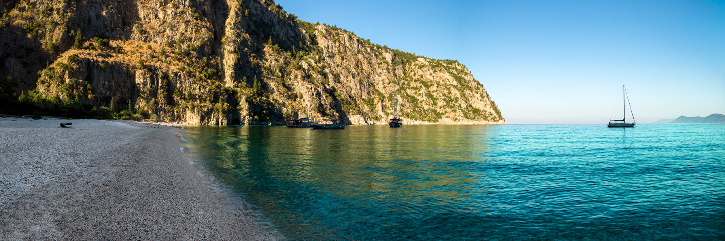 Panoramic Canvas Cliff Sea at Sunrise View Photograph High Quality 100% Australian Made Wall Canvas Print Ready to Hang