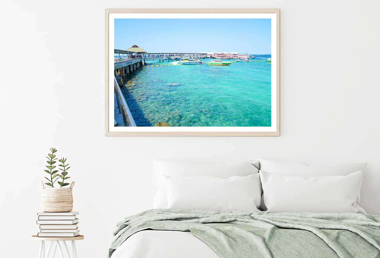 Boats on Chonburi Sea Photograph Thailand Home Decor Premium Quality Poster Print Choose Your Sizes