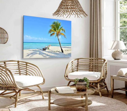 Bella Home Coconut Palm Tree On Beach Print Canvas Ready to hang