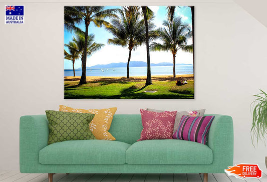 Palm Trees Near Beach View Photograph Print 100% Australian Made