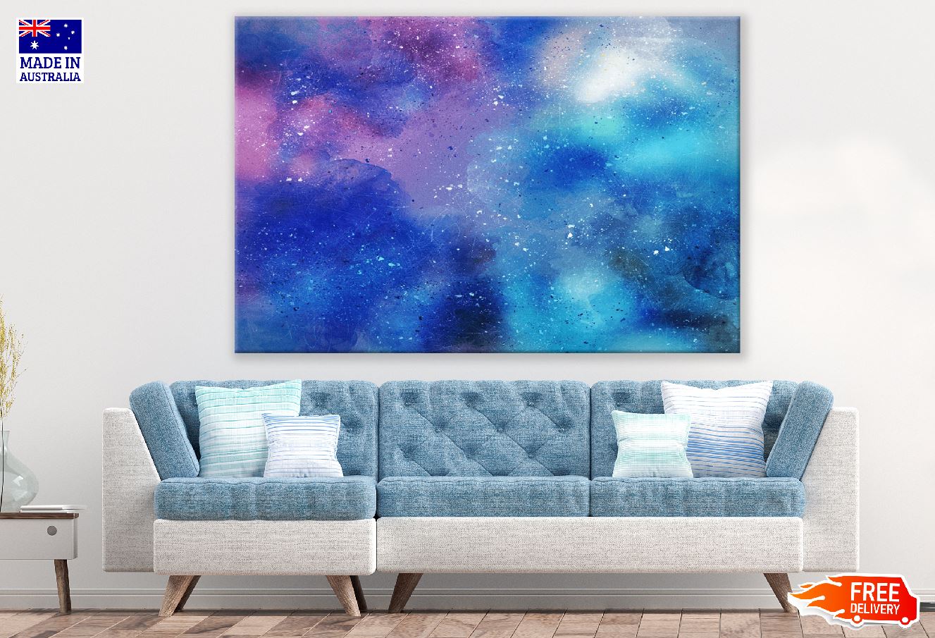 Blue Pink & White Abstract Design Print 100% Australian Made