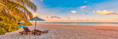 Panoramic Canvas Summer Island Sunset View Photograph High Quality 100% Australian Made Wall Canvas Print Ready to Hang