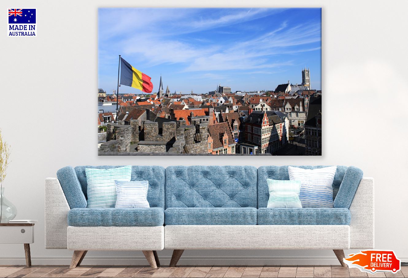 Korenmarkt City Roof View Photograph Belgium Print 100% Australian Made