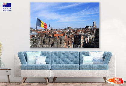 Korenmarkt City Roof View Photograph Belgium Print 100% Australian Made