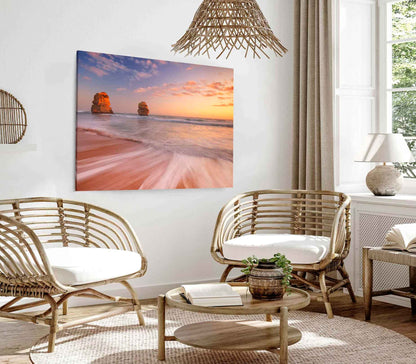 Bella Home Beach & Sky View with the Sunset Print Canvas Ready to hang
