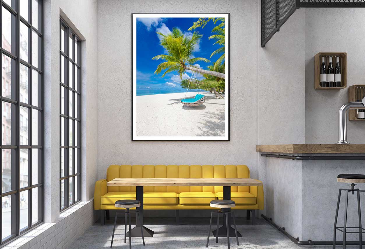Beach Swing on Sandy Sea Scenery Photograph Home Decor Premium Quality Poster Print Choose Your Sizes