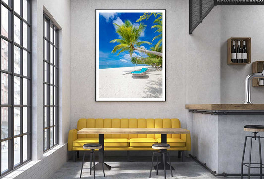 Beach Swing on Sandy Sea Scenery Photograph Home Decor Premium Quality Poster Print Choose Your Sizes