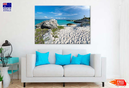 Rocks on Caribbean Beach with White Sand Photograph Print 100% Australian Made
