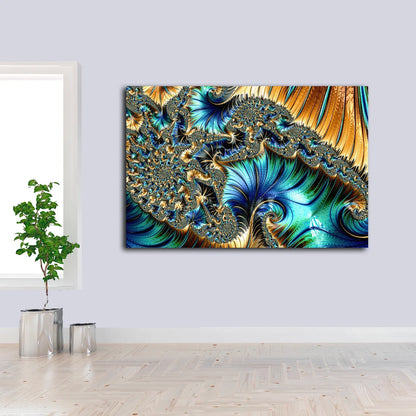 Blue & Orange Abstract Fractal Design Acrylic Glass Print Tempered Glass Wall Art 100% Made in Australia Ready to Hang