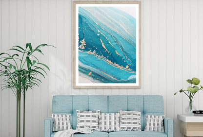 Blue & Gold Lines Abstract Design Home Decor Premium Quality Poster Print Choose Your Sizes