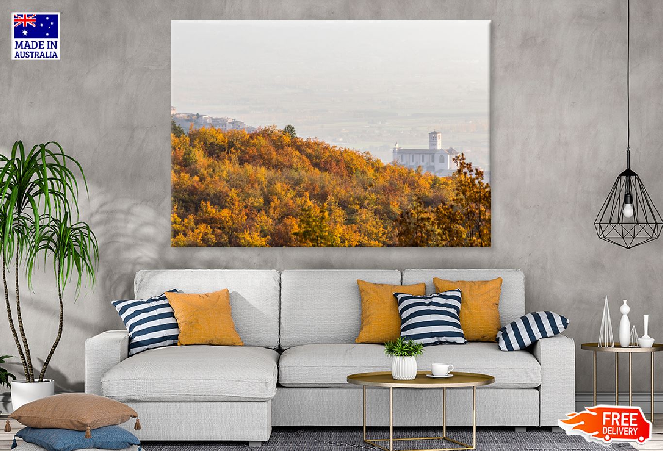 Hill with Autumn Trees & City Photograph Print 100% Australian Made