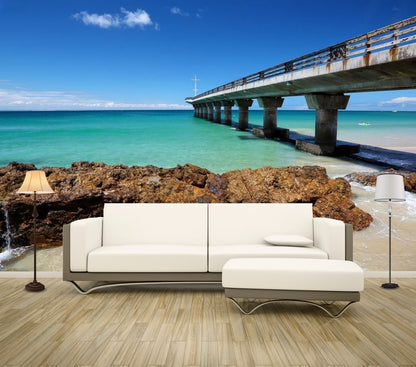 Wallpaper Murals Peel and Stick Removable Long Bridge over Beach High Quality